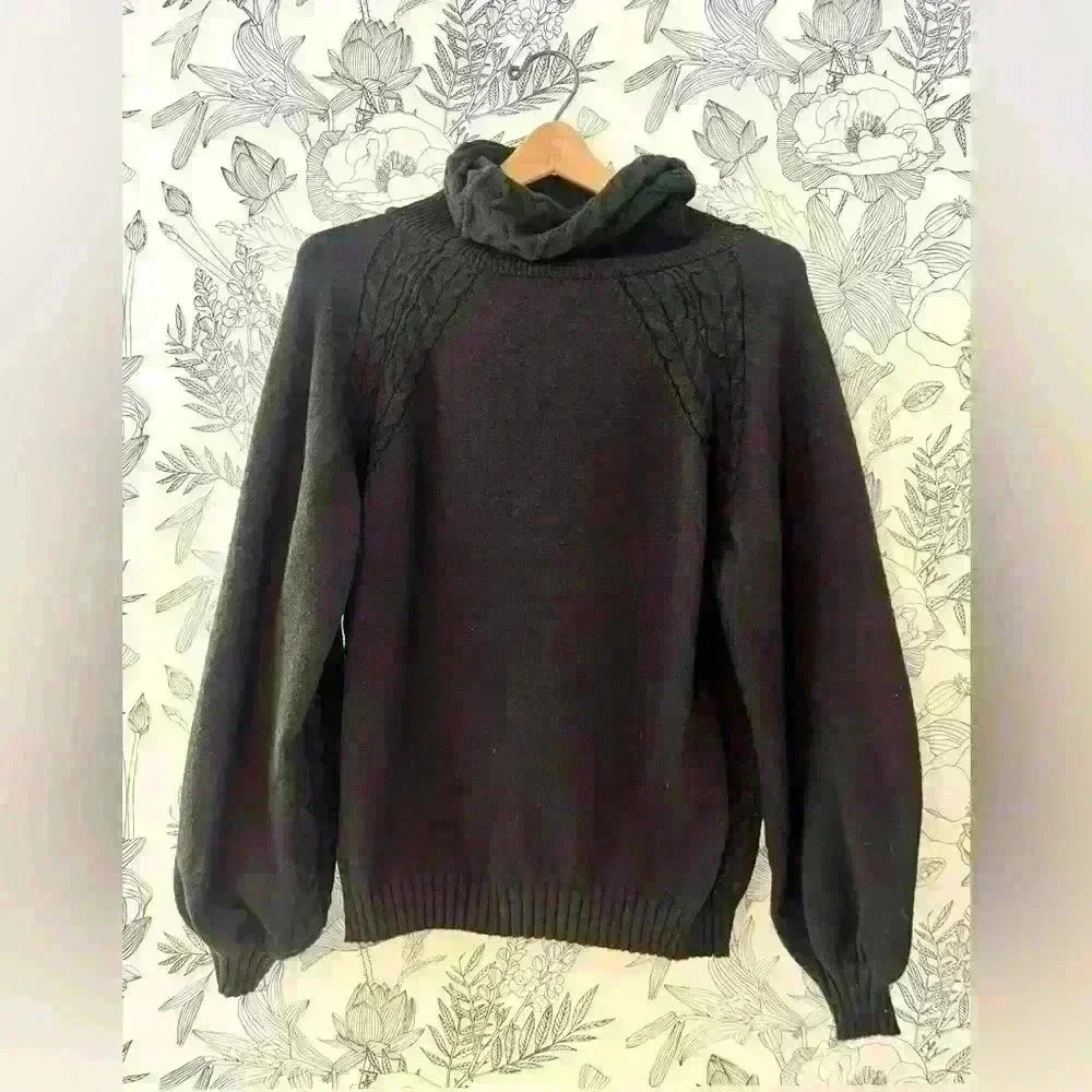 Turtleneck Sweater with Design on Neck and Shoulders